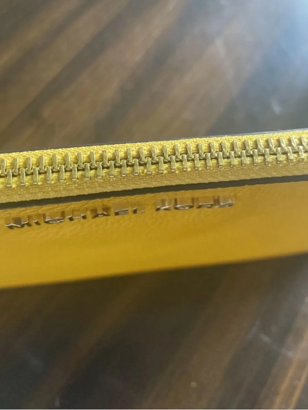 michael kors large zip clutch wristlet Nwt Jasmine Yellow 10” W By 6” L